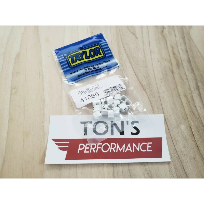 Taylor Cable Spark Plug Wire Marker Clip-On White Nylon Clips With Black Numbers