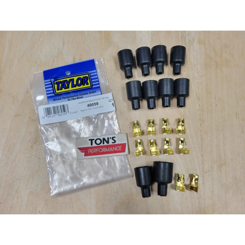 Taylor Cable 46059 Distributor Boot & Terminal Kit Straight Black Female Socket