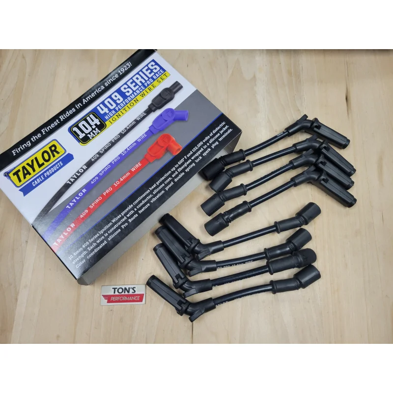 Taylor Spark Plug Wire Set 409 Pro Race 10.4mm 90 Degree Short for GM LS Black 79006