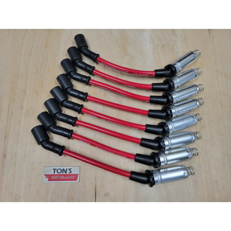11″ 10mm Spark Plug Wires Chevy LS1 VORTEC GM LS LSX LQ9 Truck 45* with Aluminum shield Red