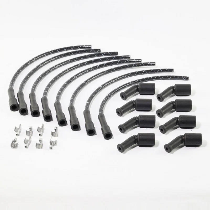16″ Chevrolet Vintage Cloth Braided Spark Plug Wires LS LSX LS1 LS LT Unassembled wire kit Satin Black