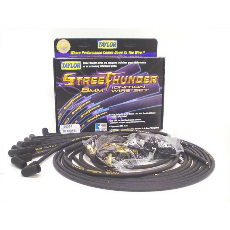 Taylor Spark Plug Wire Set; Street Thunder 8mm Black Universal V8 kit