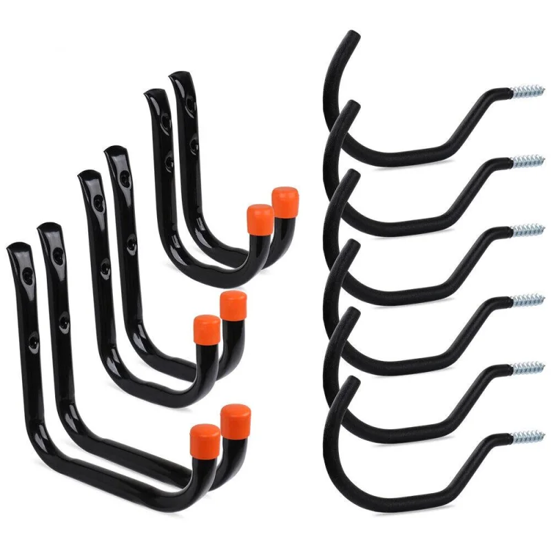 12Pc Heavy Duty Steel Wall Mount Hooks Set – Utility Hangers for Garage Storage