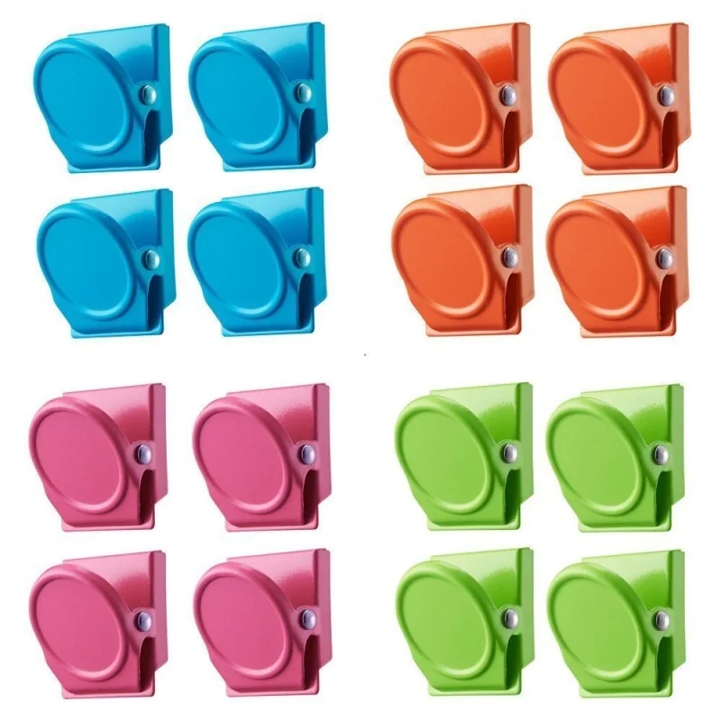 16-Piece Multicolor Magnetic Spring Clamp Set – Note Holders for Refrigerator & Office