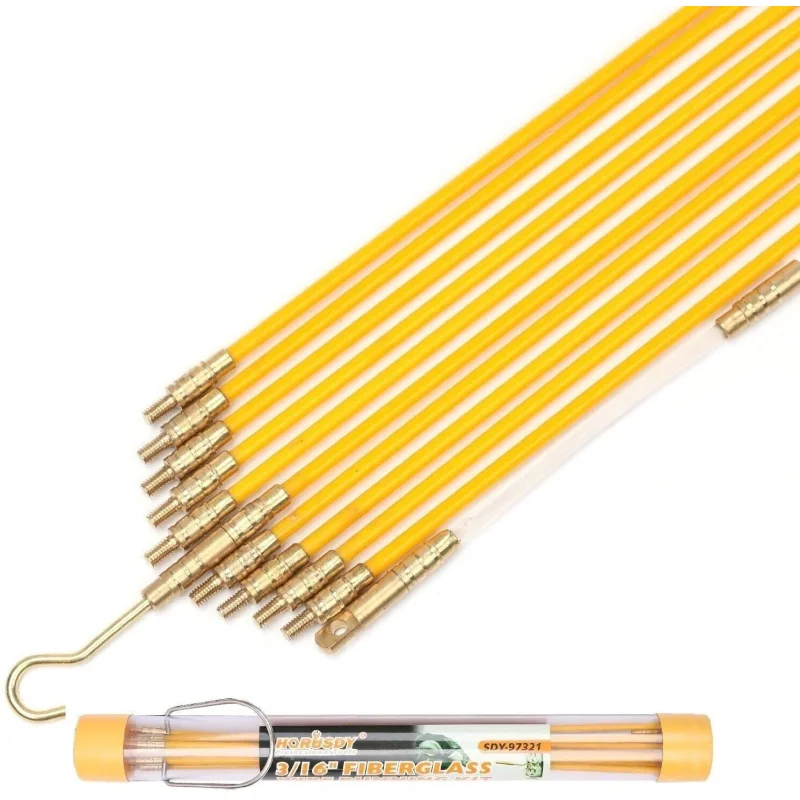 10.5m Fiberglass Push Pull Rods 4mm for Cable Wiring – Electrician’s Fish Wire Tool Kit with Case