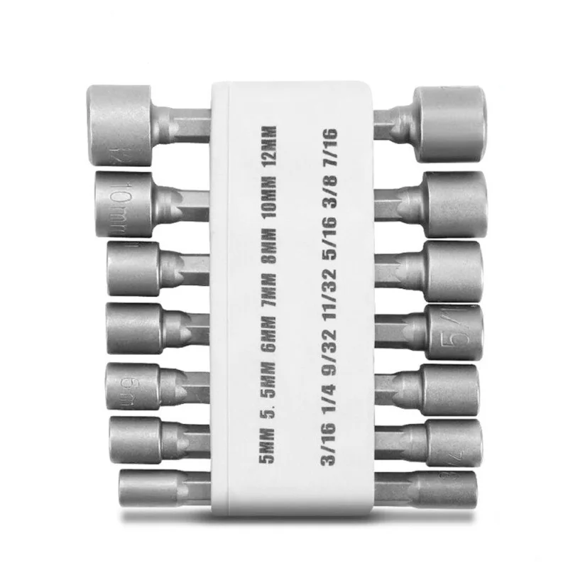 14x SAE/Metric Power Nut Driver Drill Bit Set with 1/4” Hex Shank – Horusdy