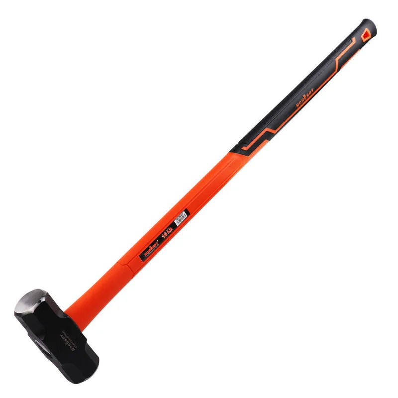 10LB Super Long Forged Steel Hammer with Rubber Grip Handle – Durable, Impact-Resistant Tool