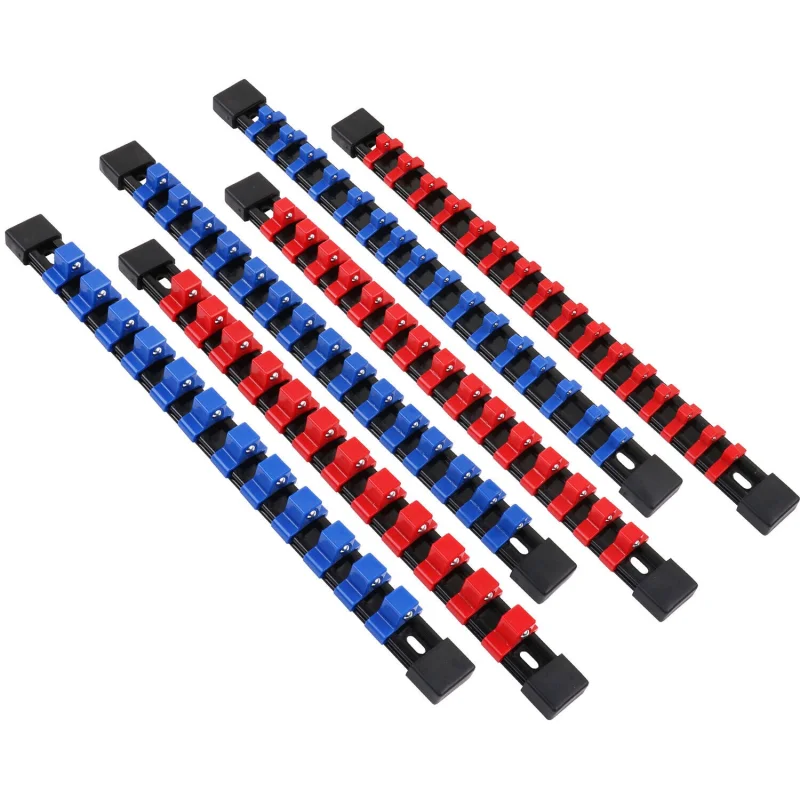 SWANLAKE 6Pcs Organizer Socket Holder 1/4″ 3/8″ 1/2″ Socket Clip Rail Holder