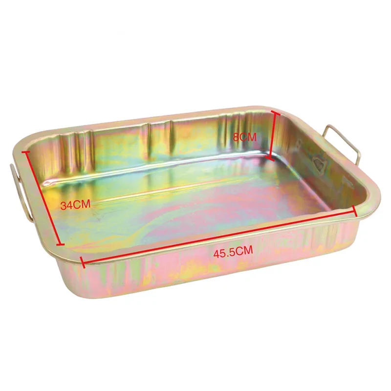 16L Strong Metal Oil Drain Pan Drip Tray Vehicle Fluid Part Storage Transfer