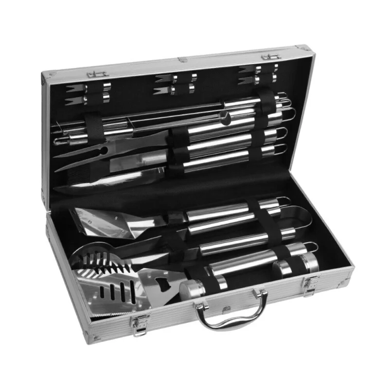 18-Piece Stainless Steel BBQ Tool Set with Aluminum Carry Case – Outdoor Grill Utensils