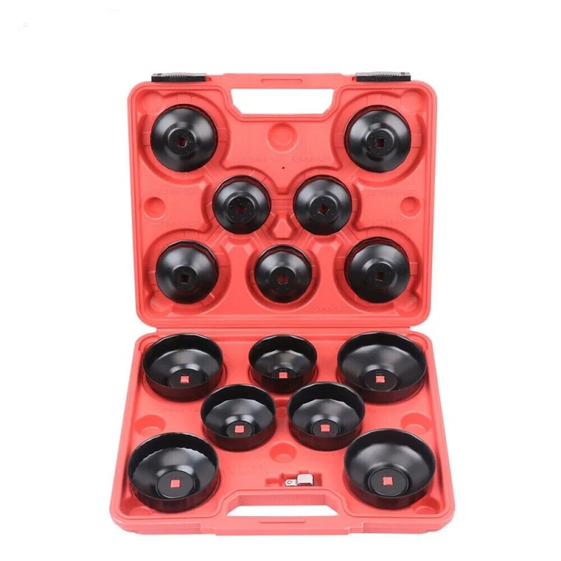15Pc Cup Type Oil Filter Cup Wrench Tool Set – Automotive Removal Socket Kit