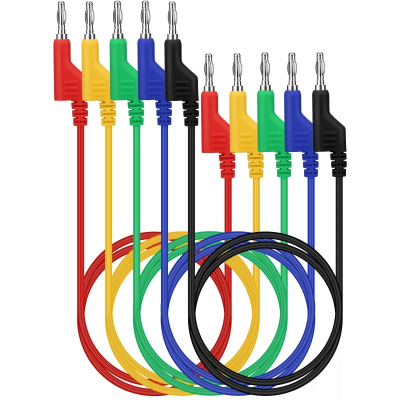 SWANLAKE 5-Pieces 4MM Banana to Banana Plug Test Lead Set Multimeter Electrical Test Wire