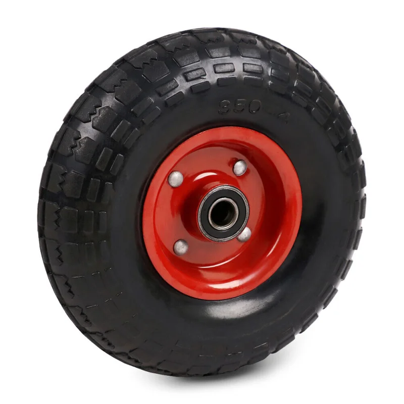 10-Inch Solid Hand Trolley Wheel | 3.50-4 Puncture-Proof Jockey Wheel with 16mm Bore