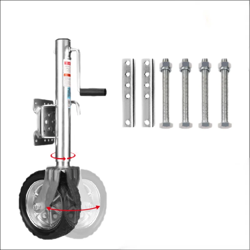 10-Inch Swing-Up Jockey Wheel | 2000LB Load Solid Rubber Wheel for Trailers and Caravans