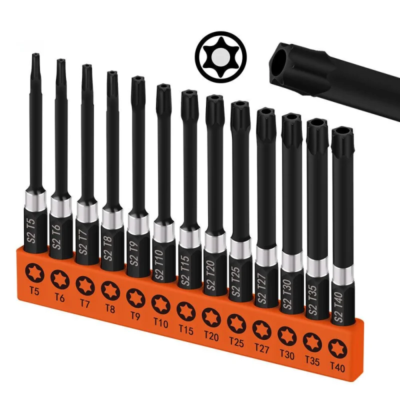 13-Piece Magnetic Torx Screwdriver Bit Set – Tamper Proof Security, Long Torque Sleeve, T5-T40