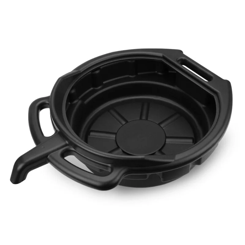 15L Portable Oil Drain Pan – Black Polyethylene Recovery Tray