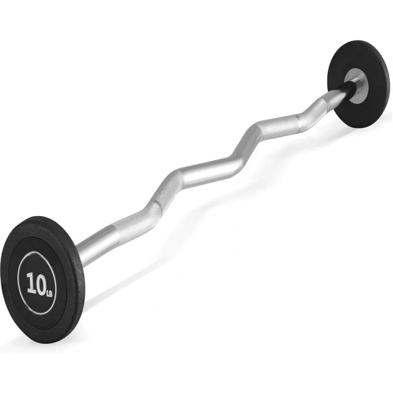 150LB Fixed EZ Curl Barbell Set, 10-50LB Pre-Assembled Weighted Curl Bars with PVC Coated Iron Core