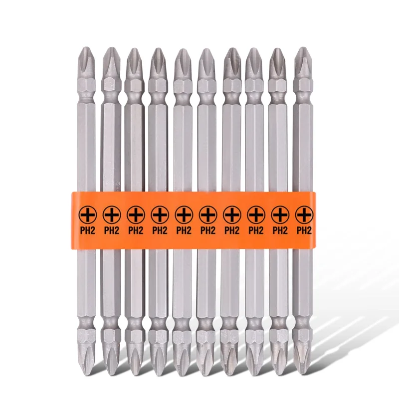 10Pc 110mm PH2 Double-Ended Screwdriver Bits – Durable S2 Steel for Impact Drills