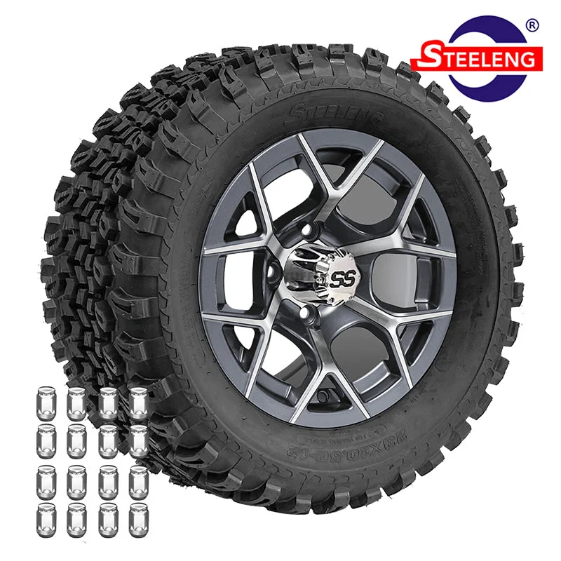 12″ Machined Gunmetal Rally Wheel with 23×10.5-12 AT Tire – Set of 4 | SGC