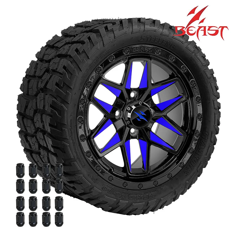 14″ Blue Widow Wheel with 22×10.5-14 Gator DOT Tire – Set of 4 | Beast