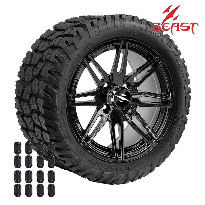 14″ Gloss Black Lynx Wheel with 22×10.5-14 Gator DOT Tire – Set of 4 | Beast