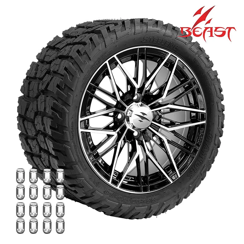 14″ Machined Black Hornet Wheel with 22×10.5-14 Gator DOT Tire – Set of 4 | Beast